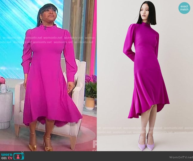 Karen Millen Soft Tailored High Low Sleeved Midi Dress worn by Sherri Shepherd on Sherri