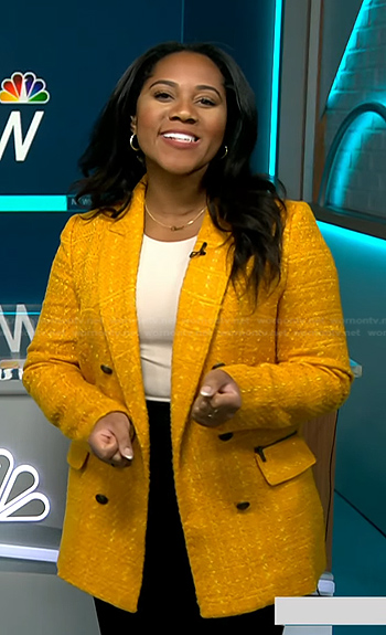 Kay Angrum’s yellow tweed blazer on NBC News Daily