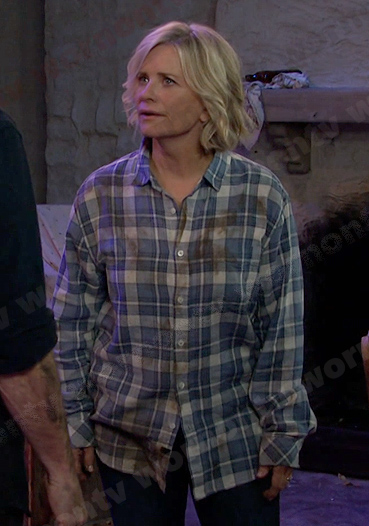 Kayla’s blue plaid shirt on Days of our Lives