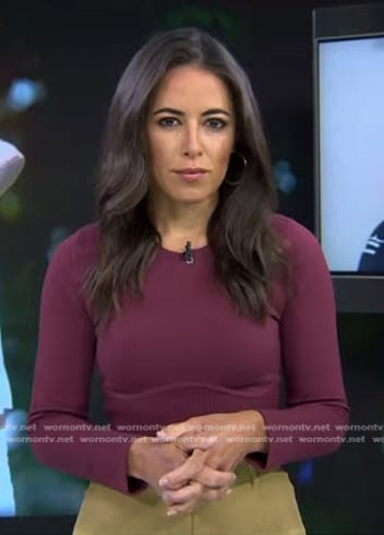 Keylee’s burgundy ribbed waist top on Today
