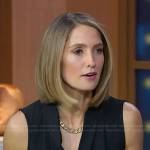 Kayna Whitworth’s black button front sleeveless top on Good Morning America