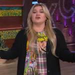 Kelly’s plaid graffiti print dress on The Kelly Clarkson Show