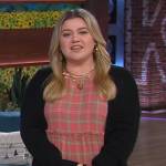 Kelly’s pink plaid distressed dress on The Kelly Clarkson Show
