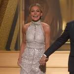 Kelly’s metallic halter dress on Live with Kelly and Ryan