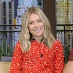 Kelly’s red contrast star print blouse on Live with Kelly and Ryan