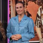 Keltie’s blue leather jacket and mini skirt on E! News
