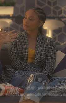 Kiela’s black plaid blazer on Grown-ish