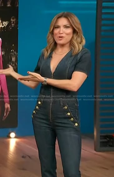 Kit’s v-neck denim jumpsuit on Access Hollywood