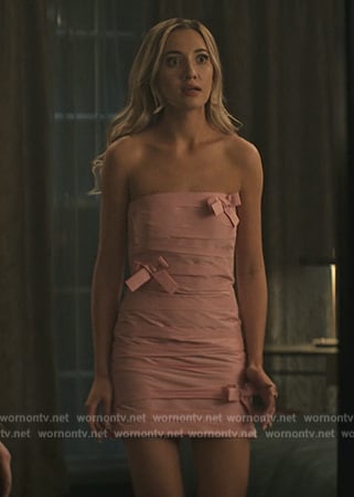Lady Phoebe’s pink ribbon tie strapless mini dress on You