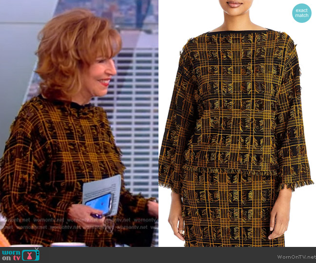 Lafayette 148 New York Boatneck Fringe Sweater worn by Joy Behar on The View