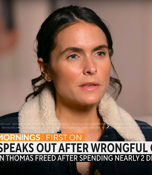 Lilia Luciano’s corduroy jacket with fleece collar on CBS Mornings