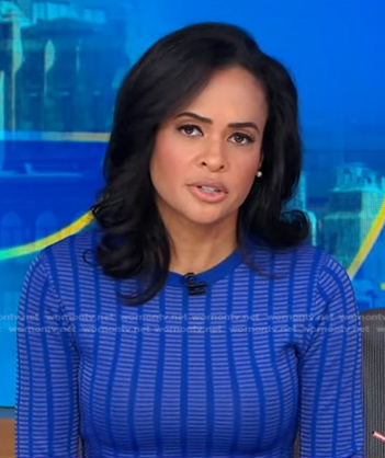 Linsey’s blue ladder striped knit dress on Good Morning America