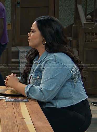 Lou’s rhinestone fringed denim jacket on Bunkd