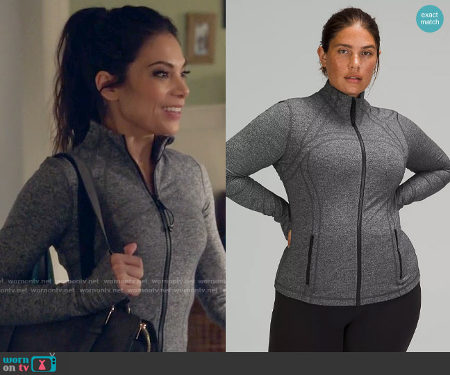 Lululemon Define Jacket in Heathered Black worn by Helen Tasker (Ginger Gonzaga) on True Lies