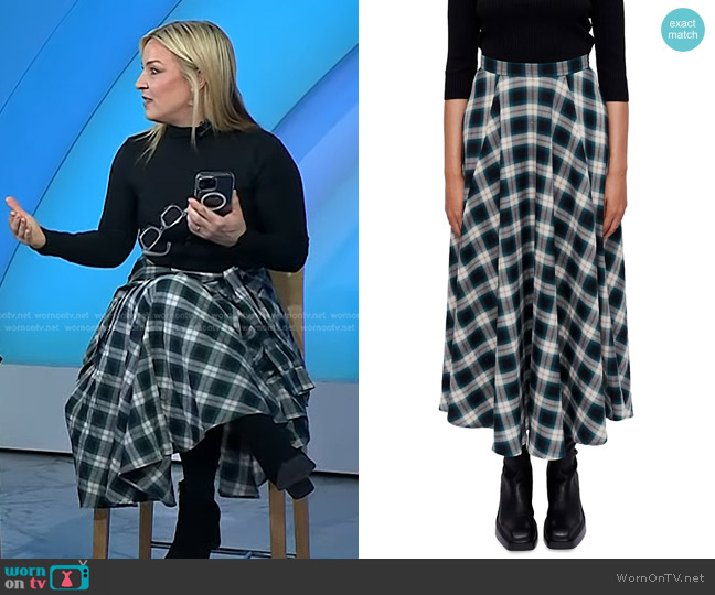 Maje Josera Flannel-Print Maxi Skirt worn by Jennifer Jolly on Today