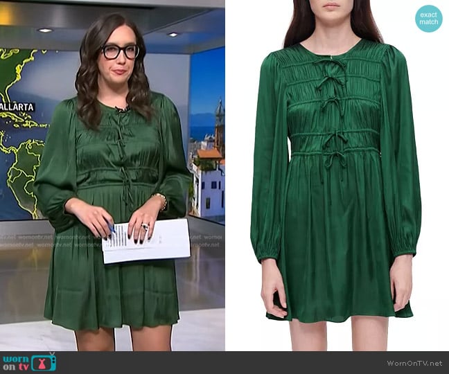 Maje Rinc Satin A Line Dress worn by Savannah Sellers on NBC News Daily