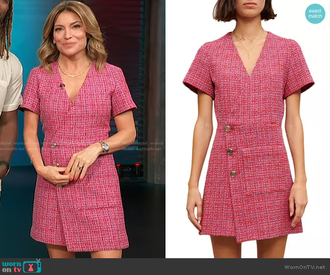 Maje Rolia Tweed Wrap Dress worn by Kit Hoover on Access Hollywood