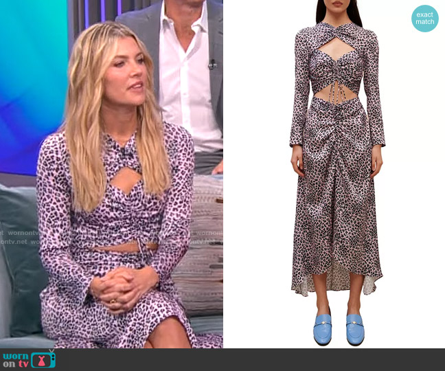Maje Rave Dress in Pink Leopard worn by Amanda Kloots on CBS Mornings