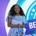 Makho’s blue striped printed dress on Today