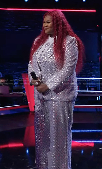 Manasseh Samone’s sequin pant suit on The Voice