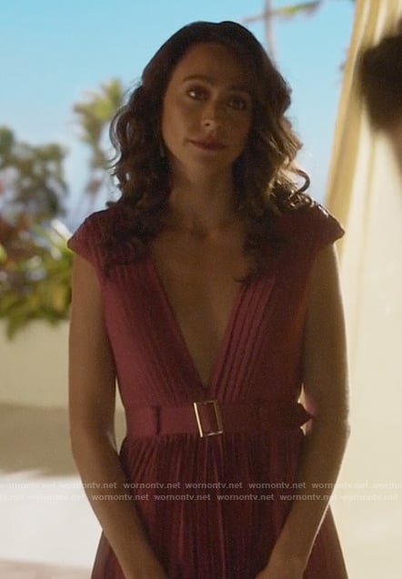Maria’s pink pleated gown on True Lies