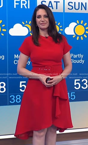 Maria’s red belted flare dress on Today