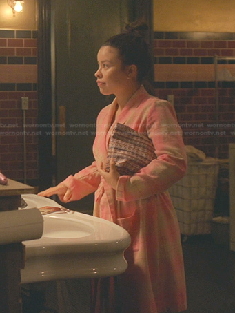 Mariana’s pink plaid robe on Good Trouble