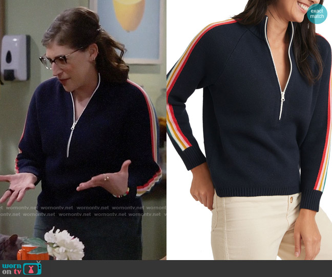 Marine Layer Quarter Zip Sweater worn by Kat Silver (Mayim Bialik) on Call Me Kat