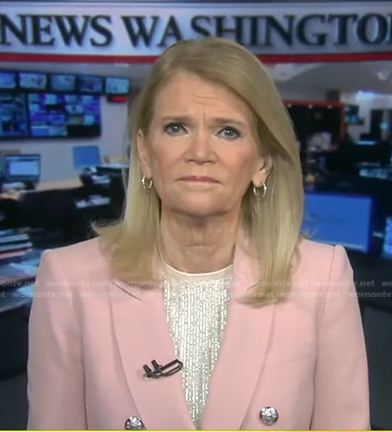 Martha Raddatz’s pink double breasted blazer on Good Morning America