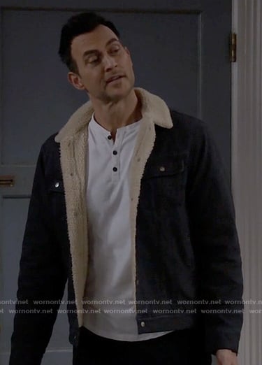 Max’s denim and shearling jacket on Call Me Kat