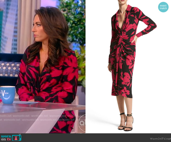 Michael Kors Brush Stroke Print Silk Crepe de Chine Shirtdress worn by Alyssa Farah Griffin on The View