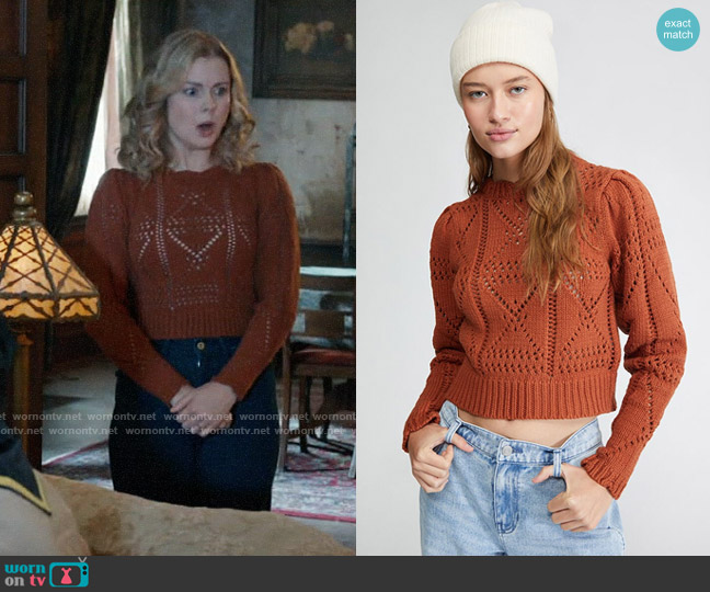 MinkPink Cara Crochet Sweater worn by Sam (Rose McIver) on Ghosts