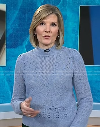 Kate Snow’s blue pointelle knit sweater on Today