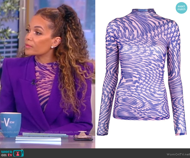 Mugler Star mesh long-sleeve top OR bodysuit worn by Sunny Hostin on The View