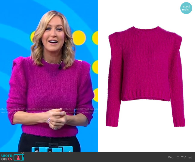 Naddam Puff-Sleeve Sweater worn by Lara Spencer on Good Morning America