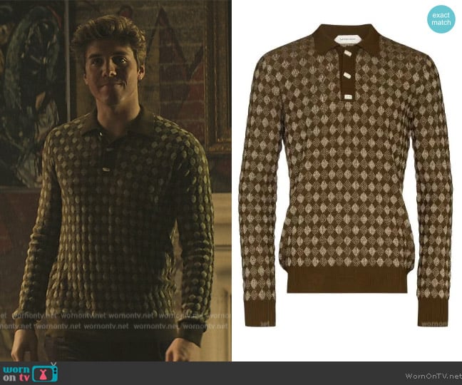 Namacheko Diamond-pattern polo jumper worn by Adam Pratt (Lukas Gage) on You