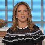 Natalie’s black stripe ruffle sweater on The Talk