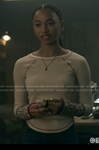 Natalie’s printed cuff top on Superman and Lois