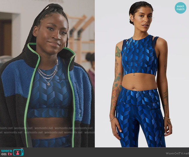 New Balance Shape Shield Printed Crop Bra worn by (Coco Gauff) on All American Homecoming