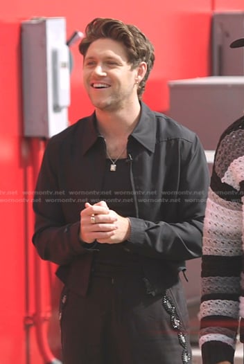 Niall Horan’s black bead embellished pants on The Voice