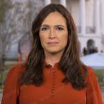 Nikki Battiste’s orange buttoned blouse on CBS Mornings