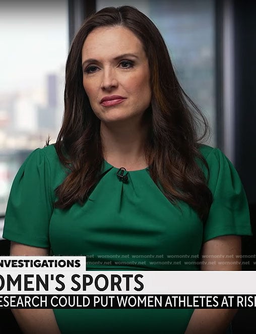 Nikki Battiste’s green short sleeve dress on CBS Mornings