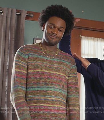 Noah’s space dye sweater on Grand Crew