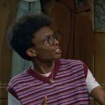 Noah’s burgundy striped knit vest on Bunkd