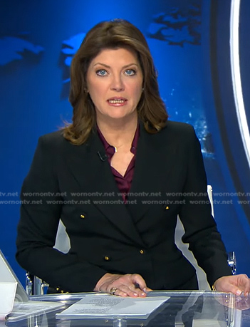 Norah’s black double breasted blazer on CBS Evening News
