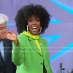 Novi Brown’s green blazer and pants on The Kelly Clarkson Show
