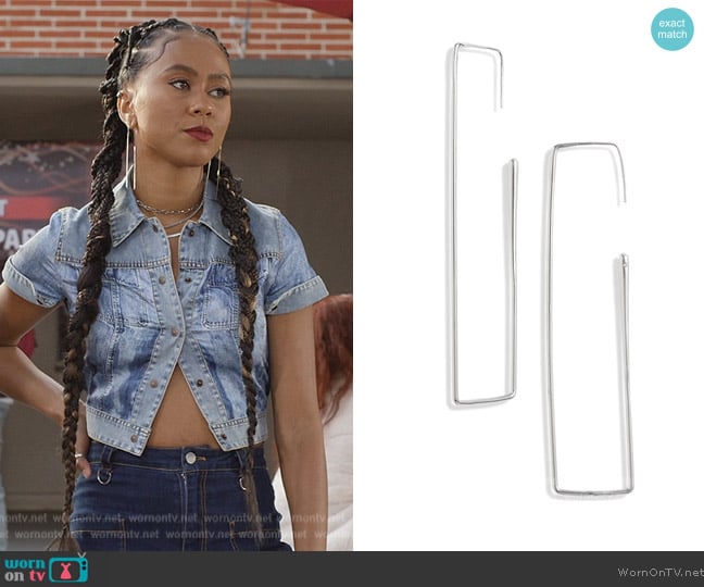Open Edit Rectangular Hoop Earrings worn by Keisha (Netta Walker) on All American Homecoming