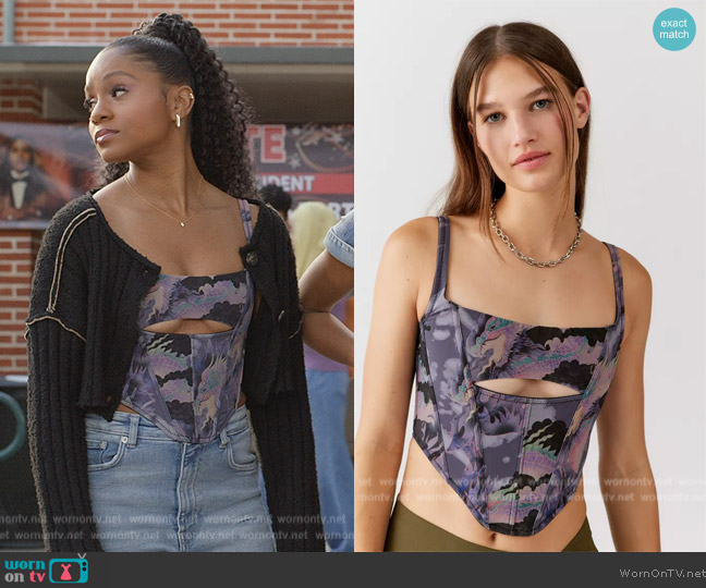 Out From Under Spitfire Mesh Cutout Corset worn by Simone (Geffri Hightower) on All American Homecoming