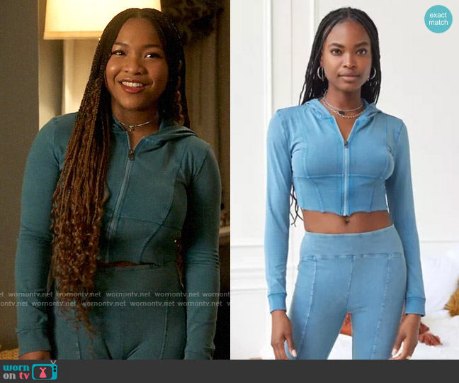 Out From Under Cora Corset Zip-Up Hoodie Sweatshirt worn by Delilah (Laya DeLeon Hayes) on The Equalizer