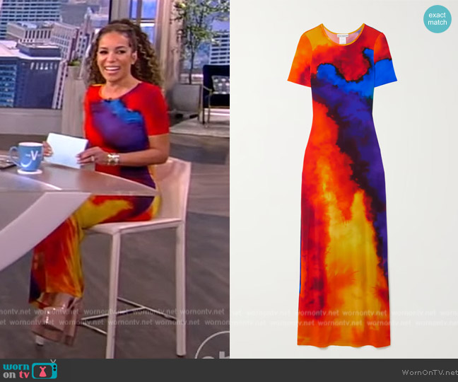 Paco Rabanne Gaetano stretch-jersey midi dress worn by Sunny Hostin on The View